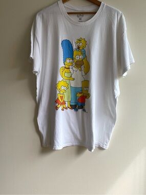 The Simpsons Family Graphic T-Shirt XL White Cotton Cartoon Tee